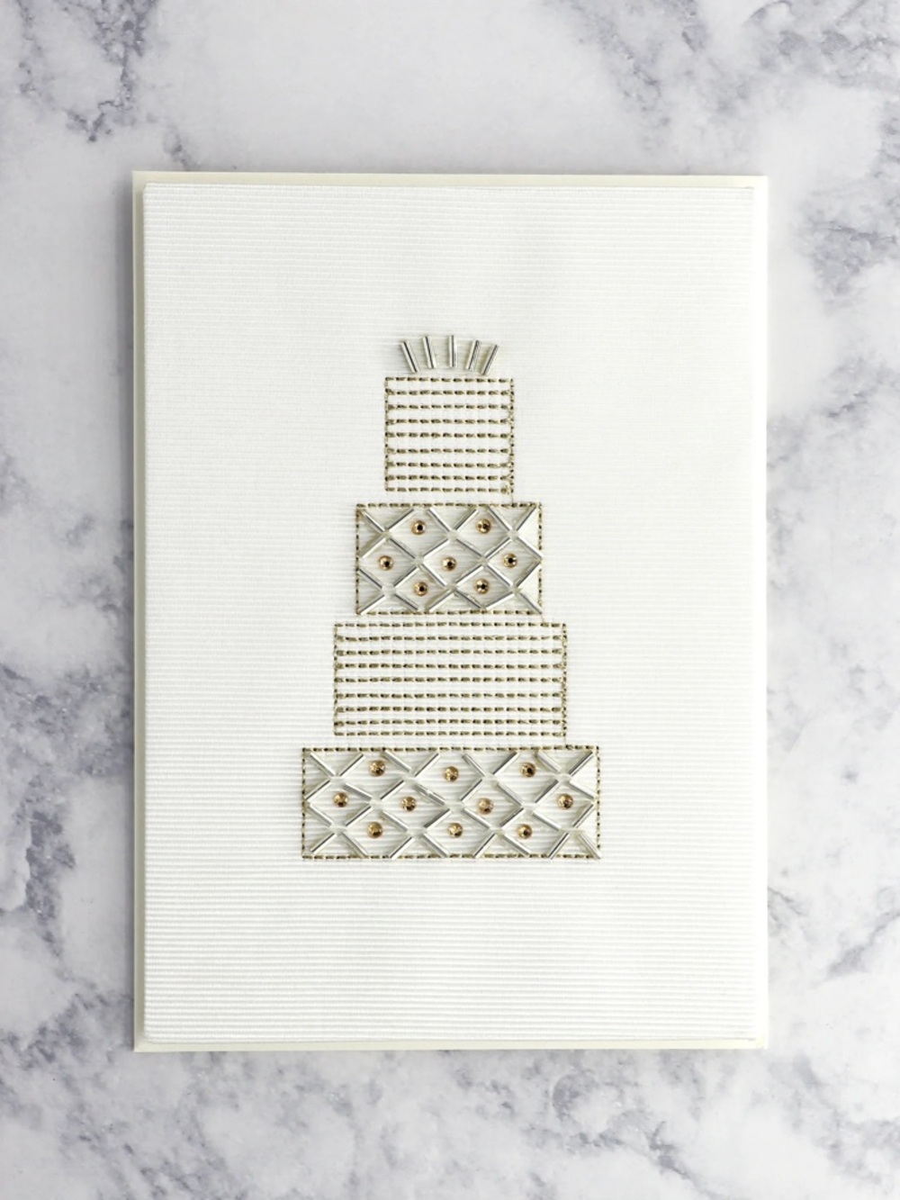🆕Papyrus 3D Beaded Wedding Cake Marriage Congratulations Greeting Card